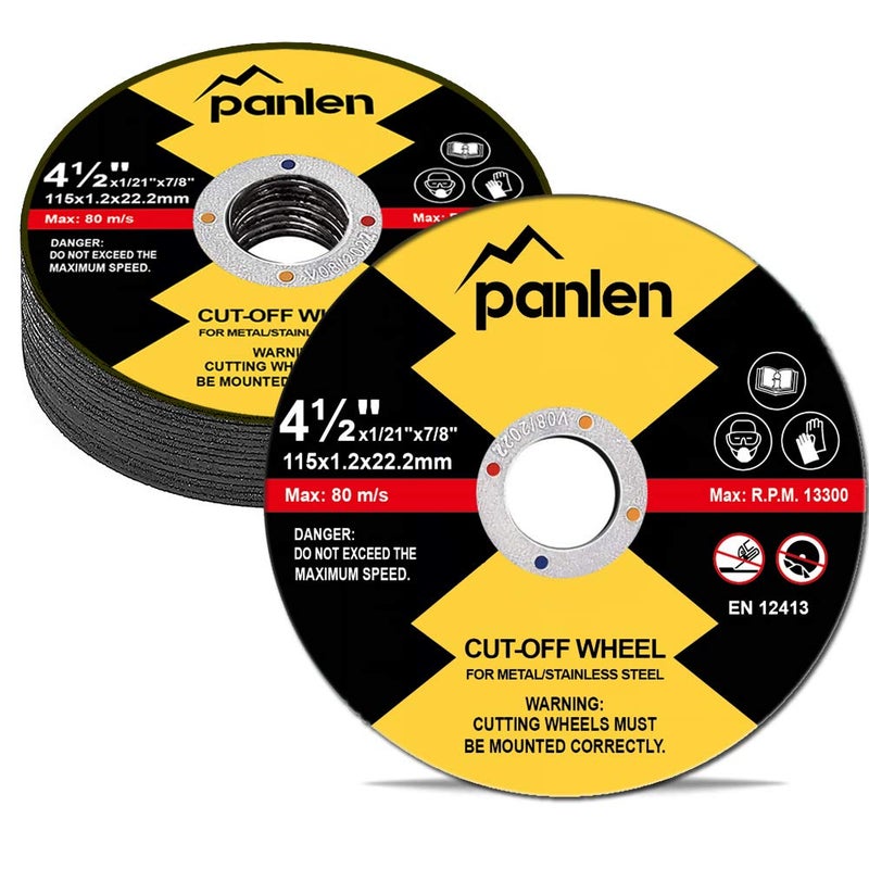 panlen 25 Pack - 4.5" 7/8" Arbor Cut Off Wheels for Metal, Premium Materials Stainless Steel Cutting Wheel, Thin Cut-Off Discs for Angle Grinder - Image 1